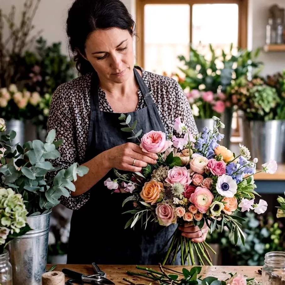 Stein Hand — Saisonale Blumen